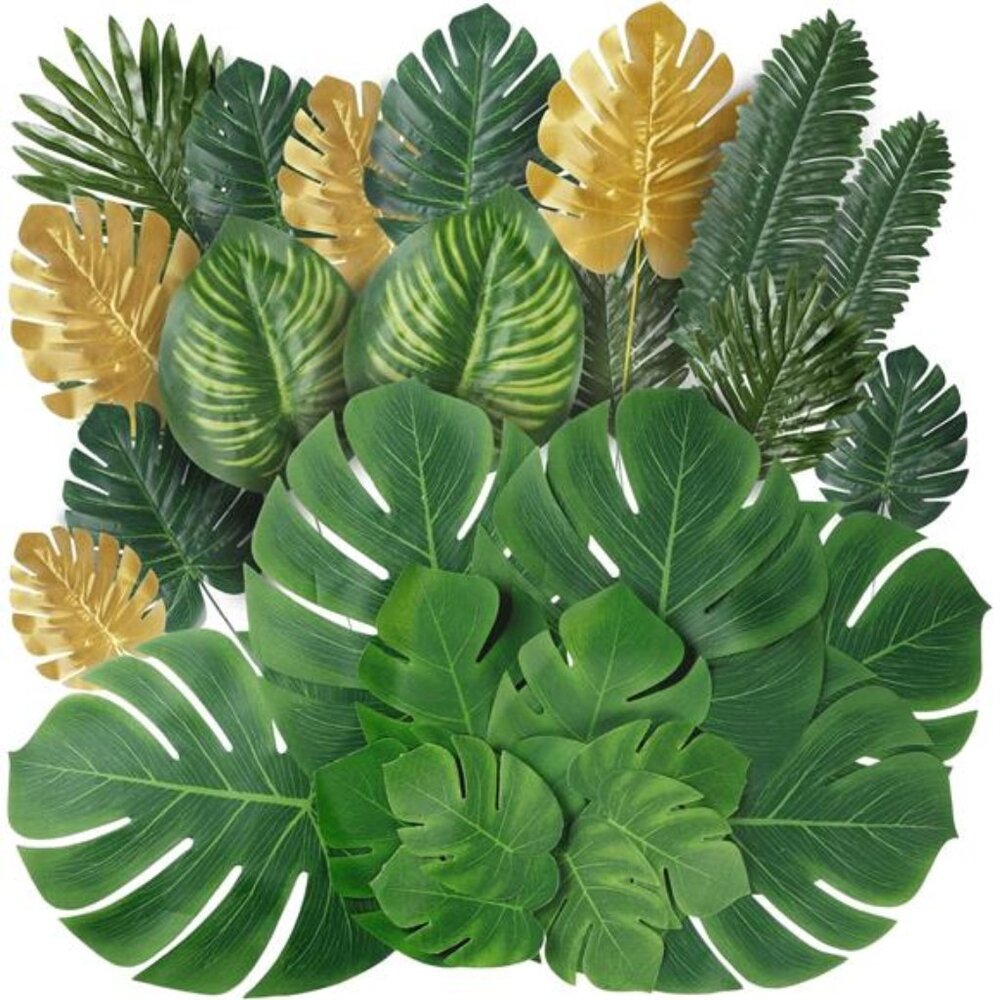 82 Pieces 8 Kinds Artificial Tropical Palm Leaves Tropical Leaves